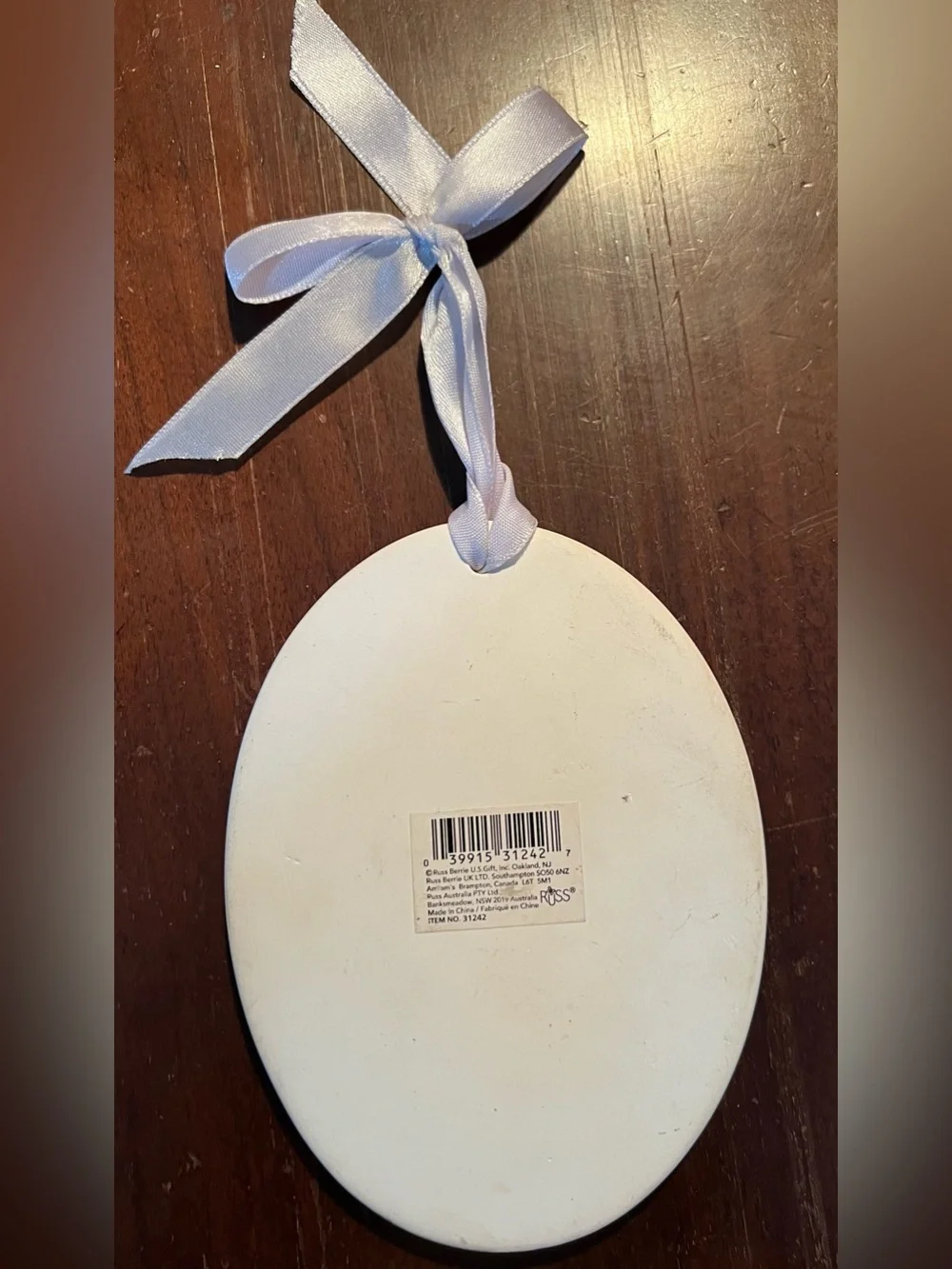 Russ Berrie Lilac/Pink/Gold Oval Psalm 27:14 Hanging Plaque